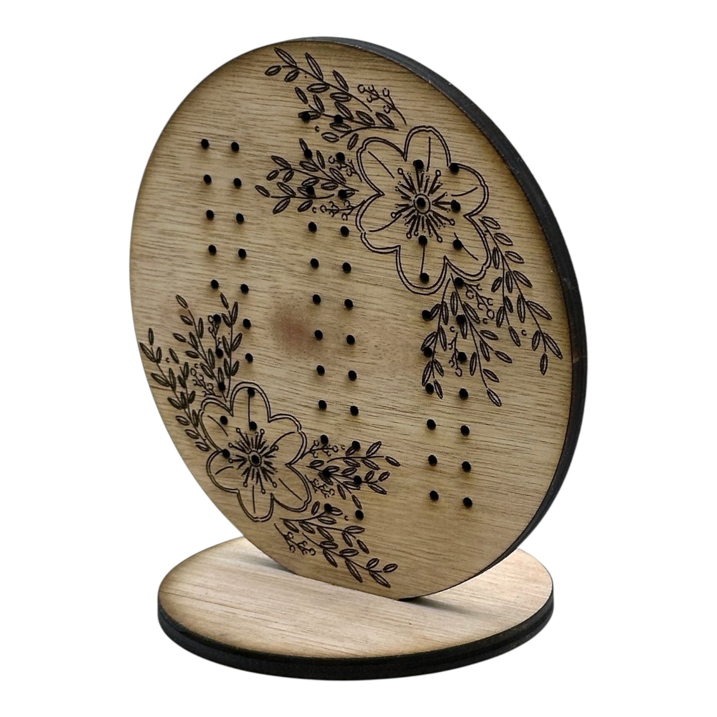 Stud Earring Storage | Circular Earring Display With Floral Design