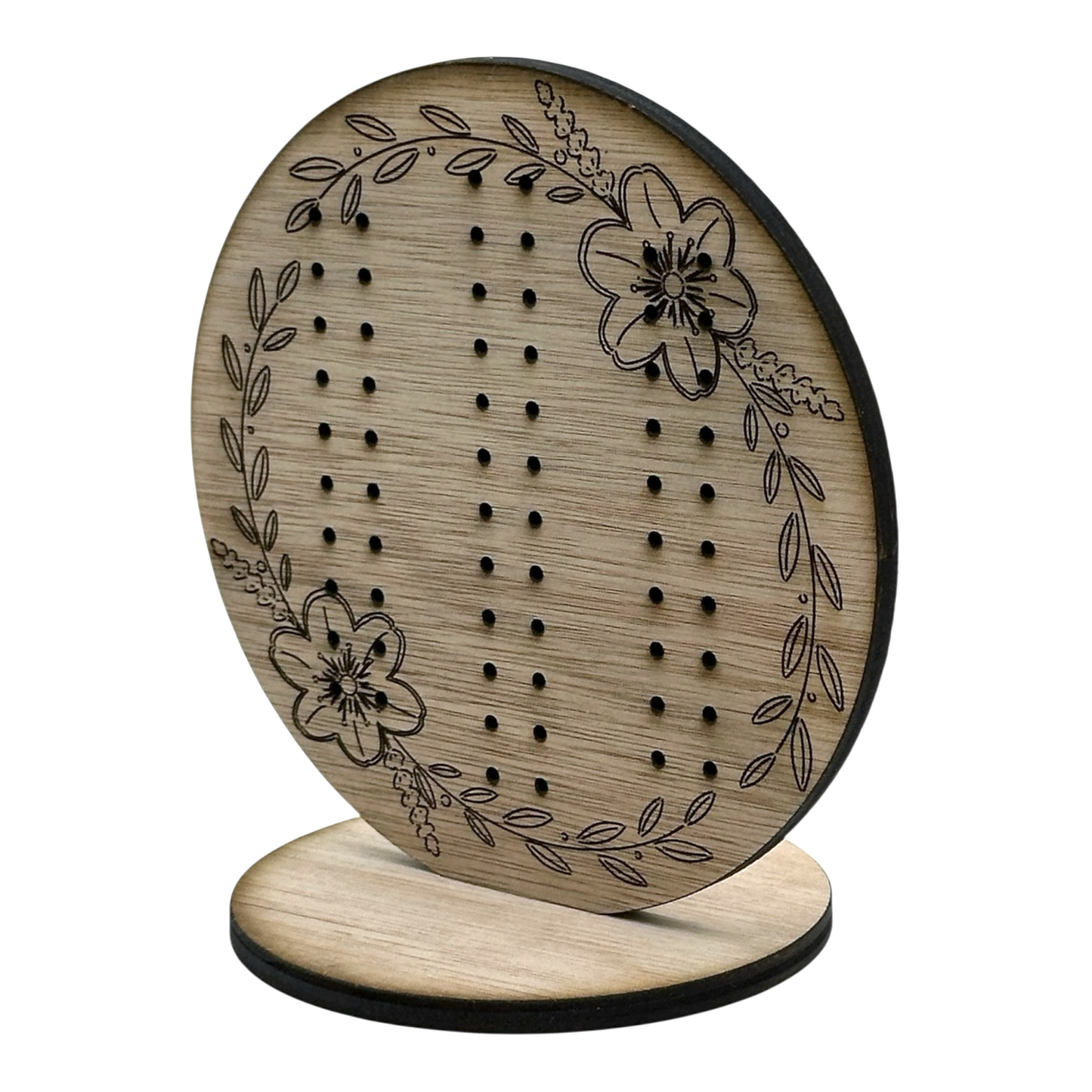 Stud Earring Storage | Circular Earring Display With Floral Design