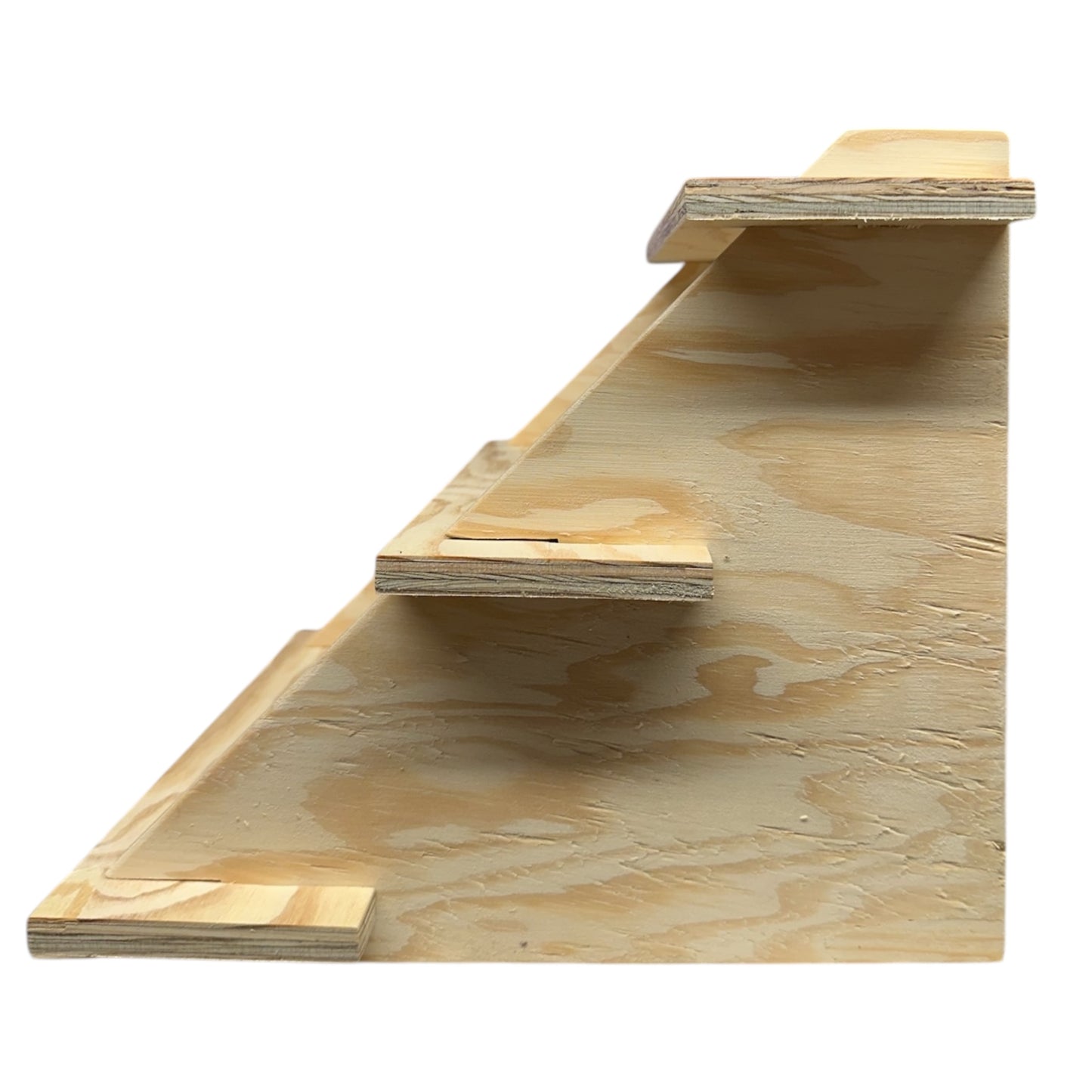 Side profile of an empty 3 tier display