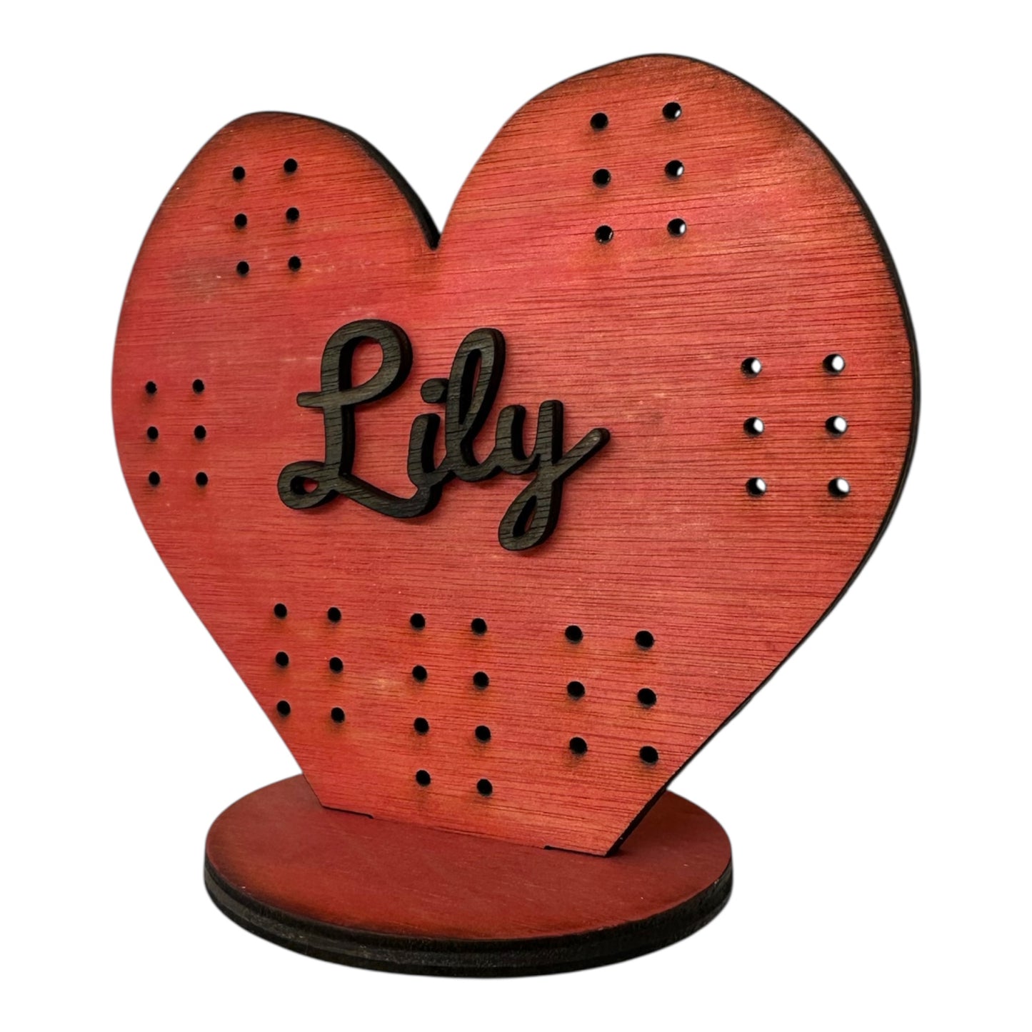 Personalised Wooden Heart Shaped Earring Display