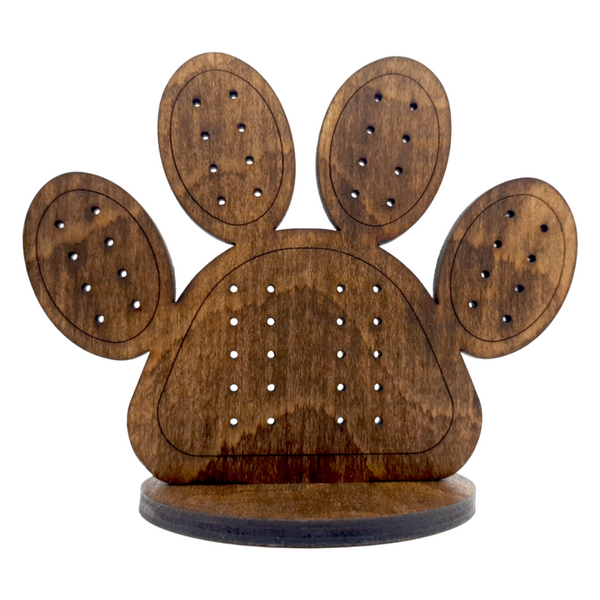plywood paw shaped earring display