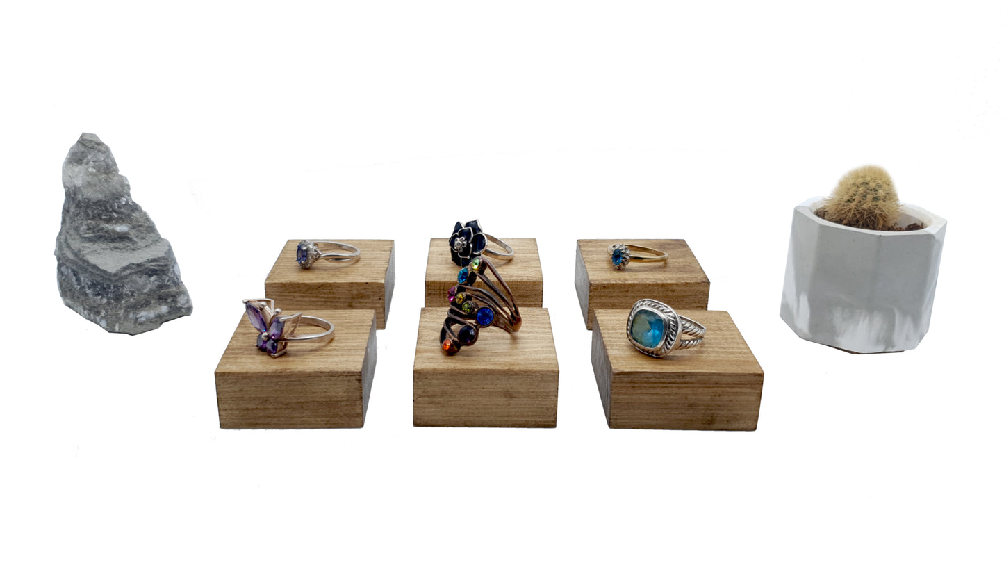 Wooden blocks set of 6 with jewellery on