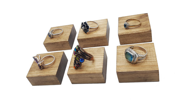 Wooden blocks set of 6 with jewellery on 