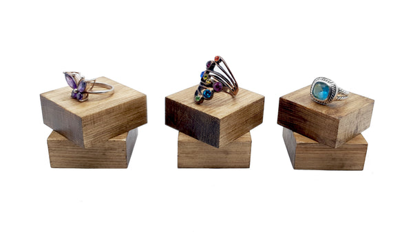 Wooden blocks set of 6 with jewellery on 