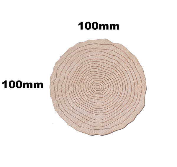 plywood log slice with sizes
