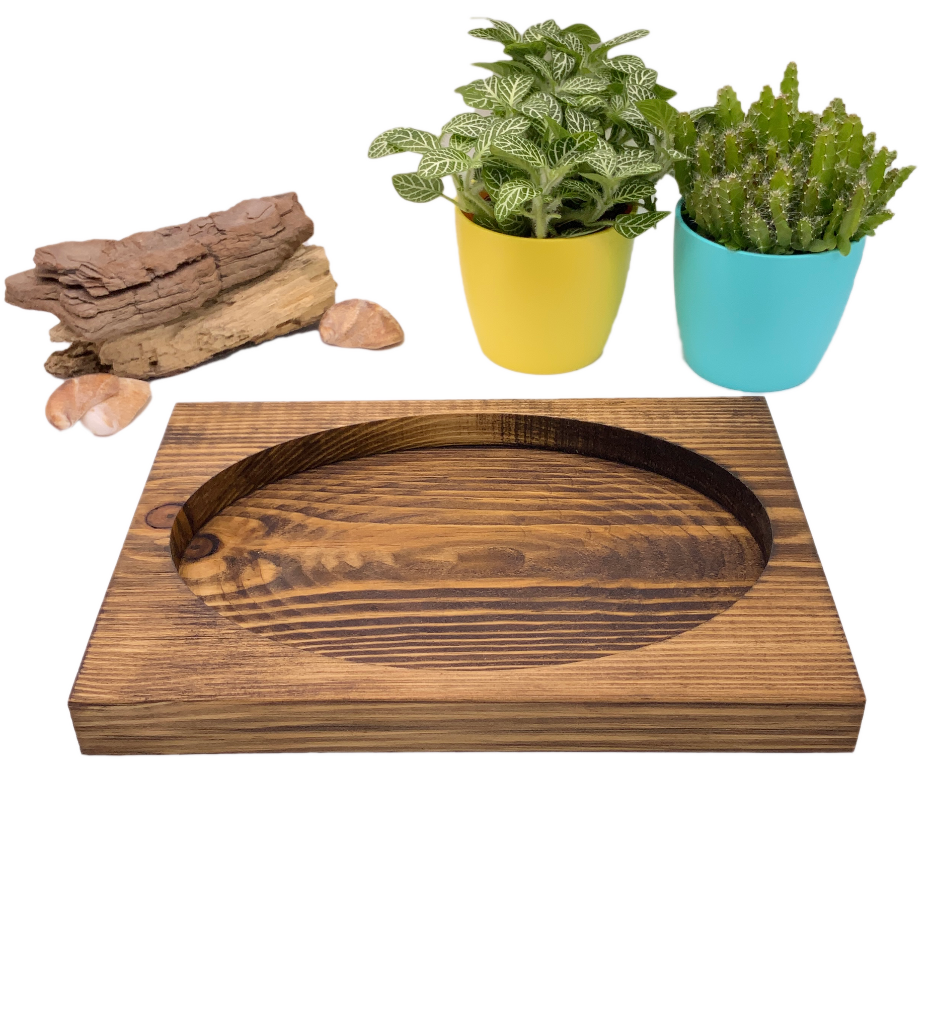 Wooden oval catch all dish 