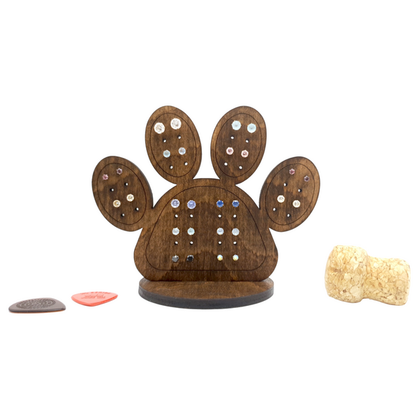 plywood paw shaped earring display