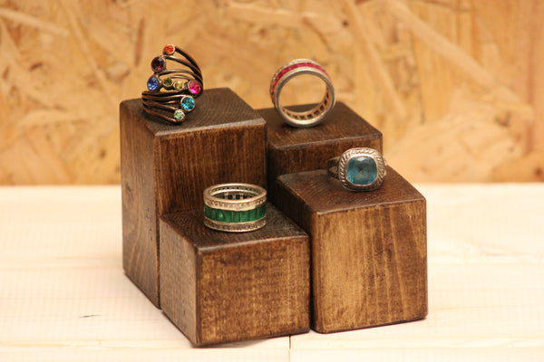 wooden blocks with rings on 