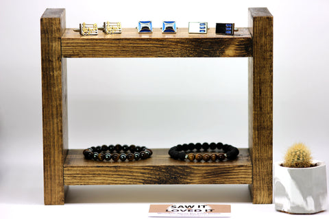 Two tier mini shelf for displaying products - front view