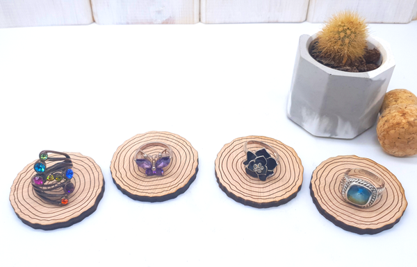 50mm plywood slices with rings on