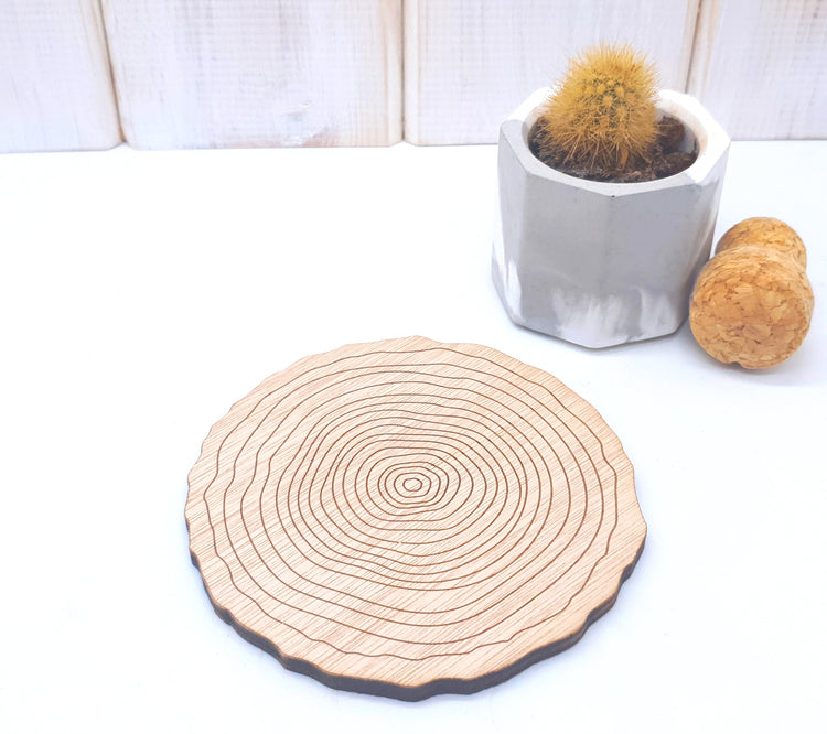 wooden log slice display