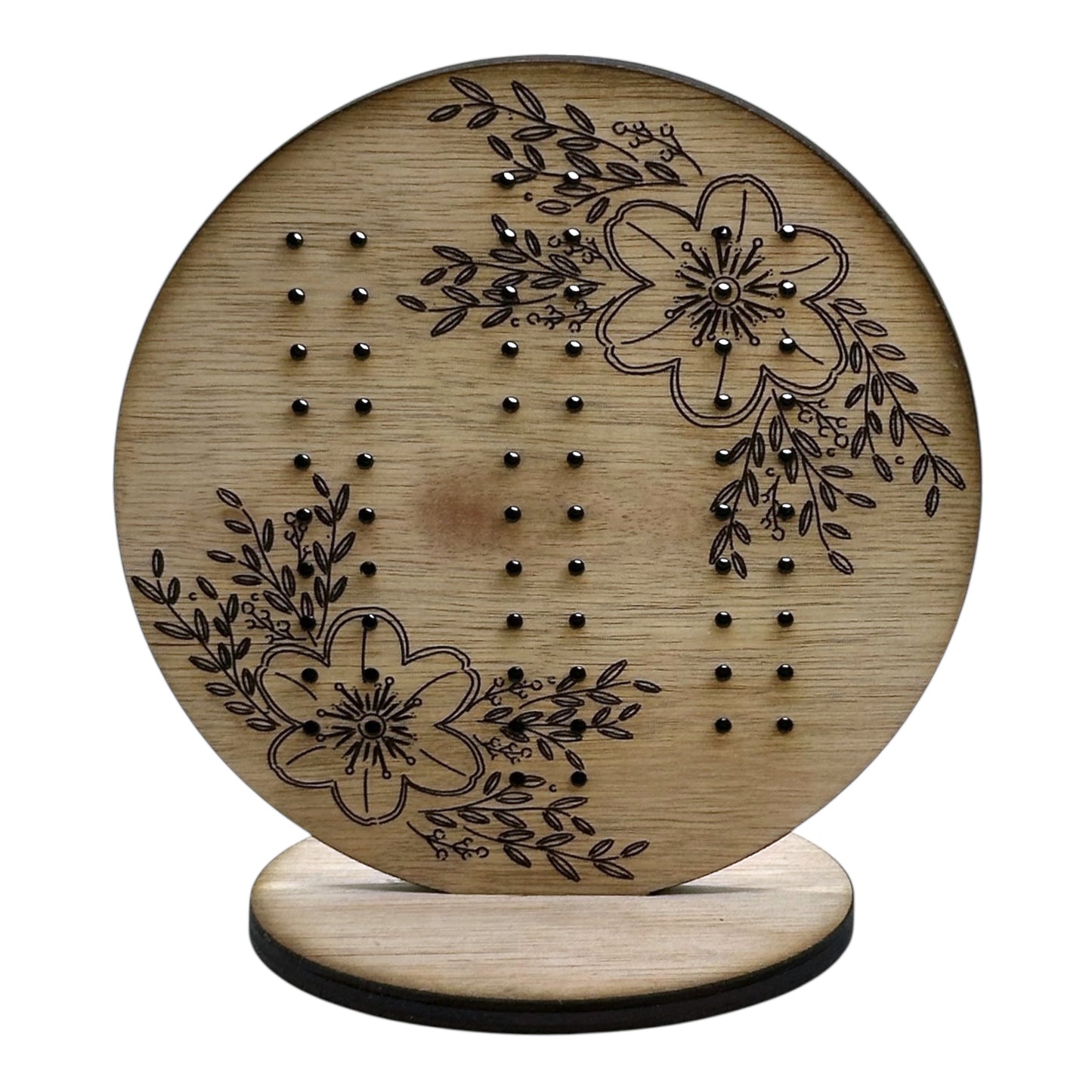 Stud Earring Storage | Circular Earring Display With Floral Design