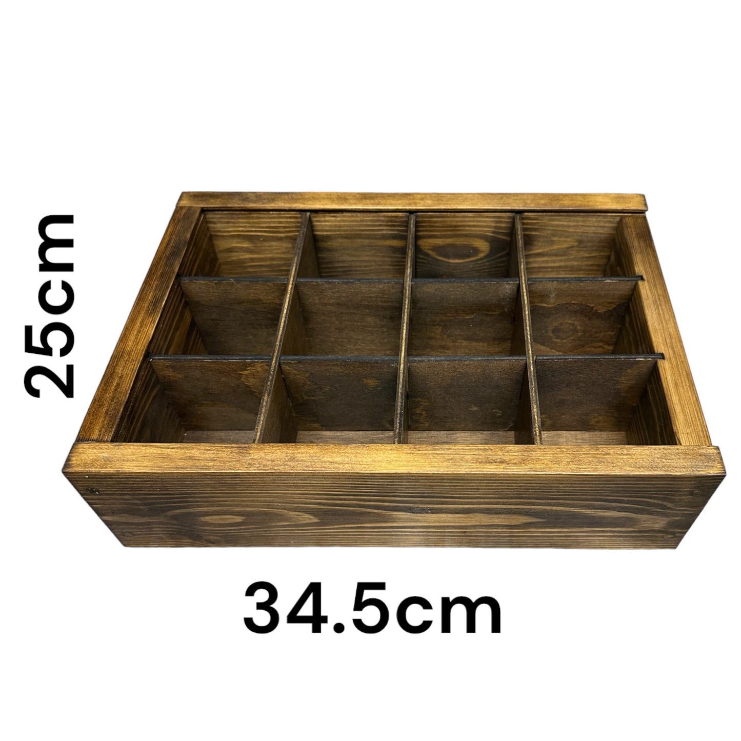Wooden Multiple Compartment Storage Tray With Sliding Lid