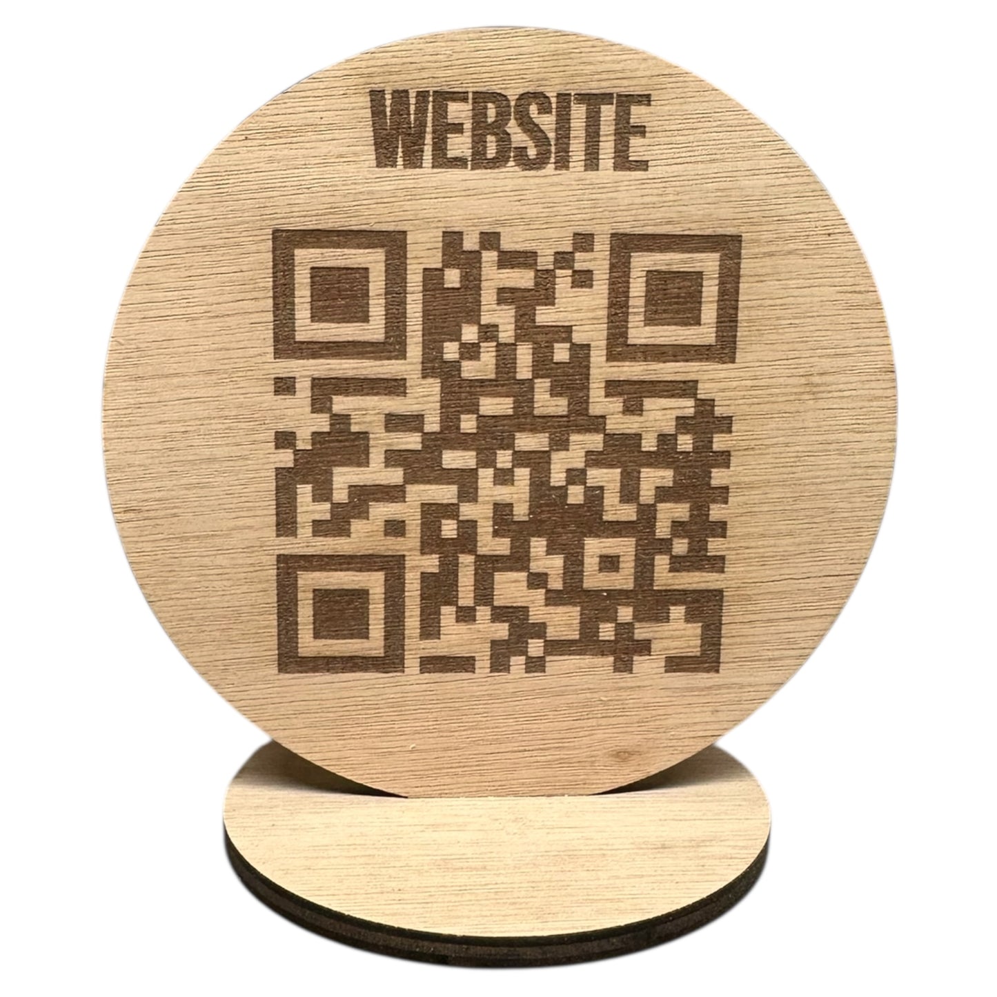 Custom Wooden QR Code Display Stand – Laser Engraved QR Sign for Shops, Craft Fairs, Market Stalls, Restaurants, Weddings & Events