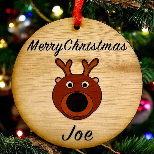 Customisable Christmas Reindeer Bauble Decoration
