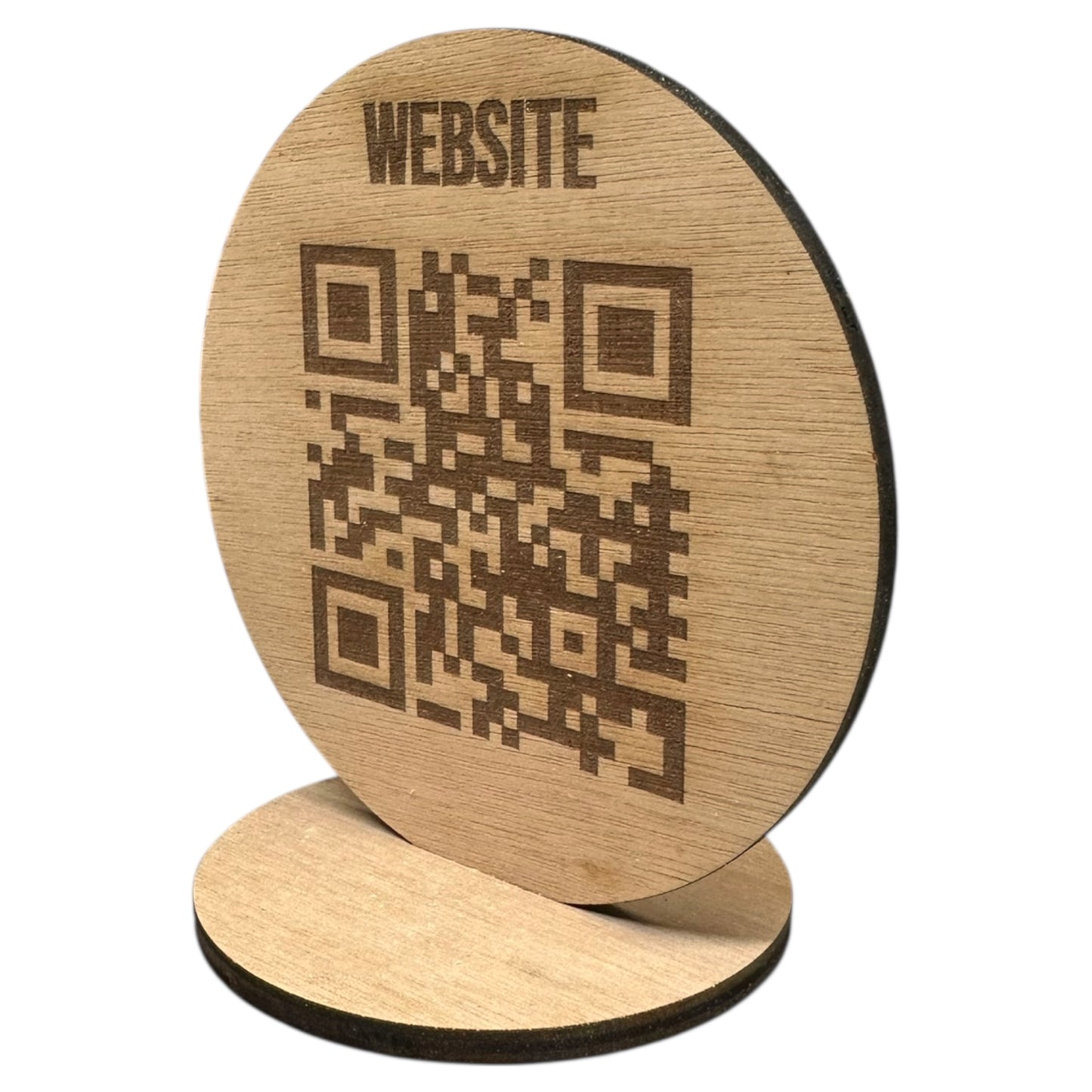 Custom Wooden QR Code Display Stand – Laser Engraved QR Sign for Shops, Craft Fairs, Market Stalls, Restaurants, Weddings & Events