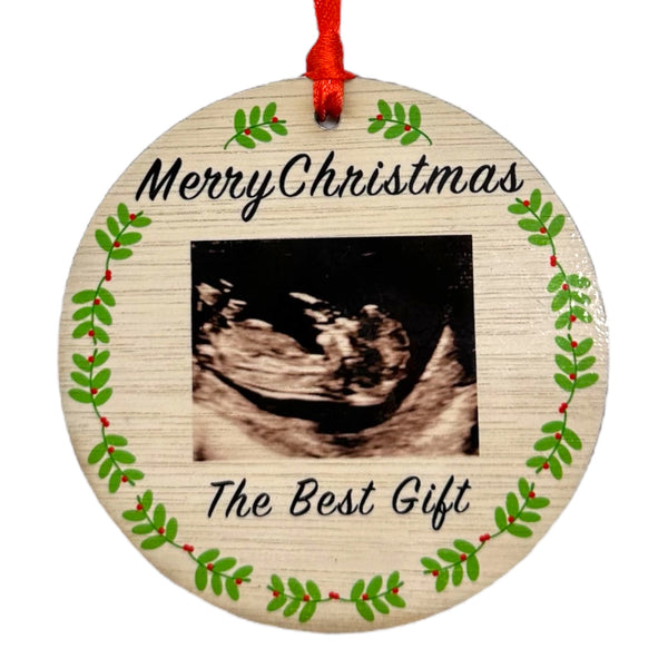 Customisable Christmas Baby Pregnancy Scan Bauble Tree Decoration
