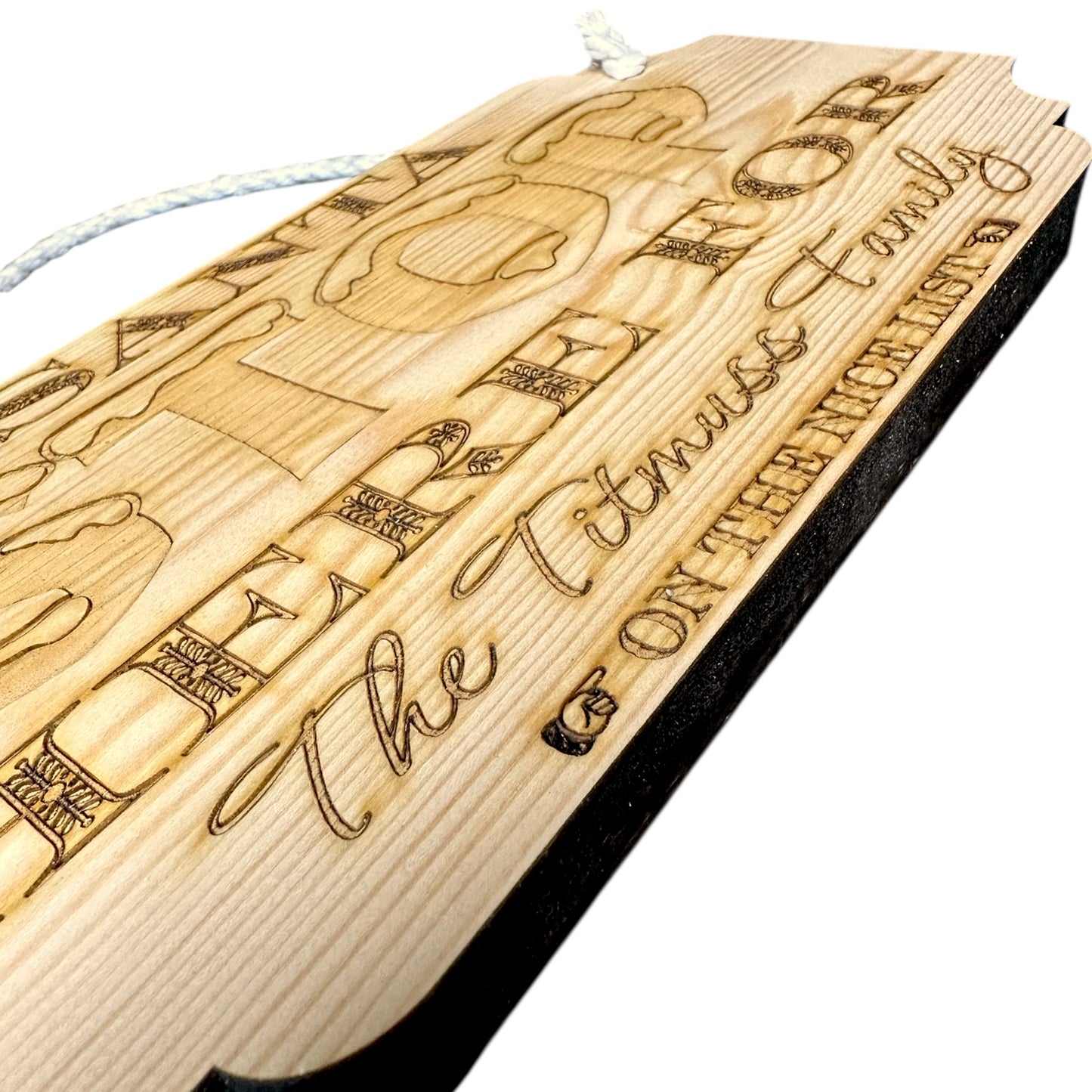 Personalised Wooden Santa Stop Here Sign | Custom Christmas Family Name Plaque