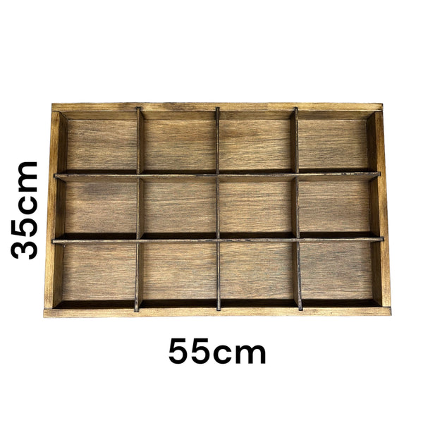 Large Wooden Multiple Compartment Storage Tray