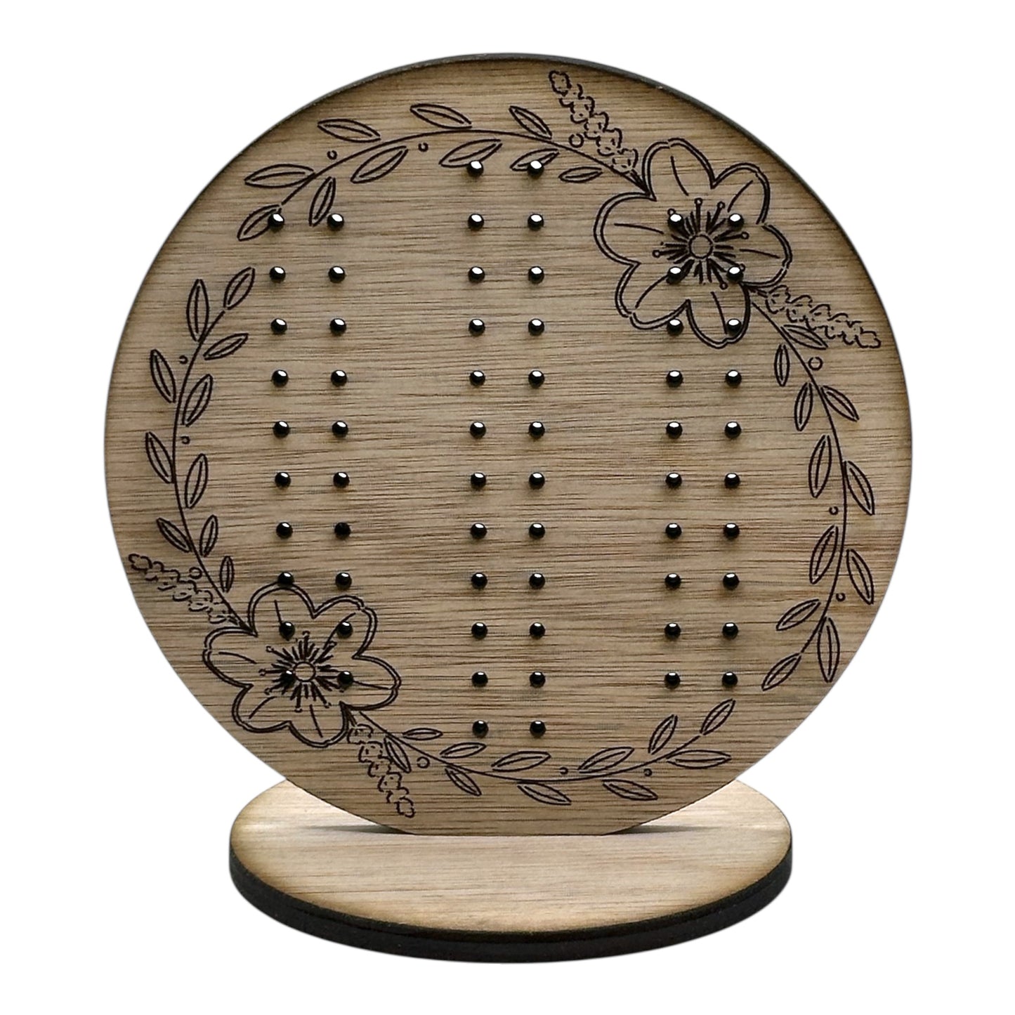 Stud Earring Storage | Circular Earring Display With Floral Design