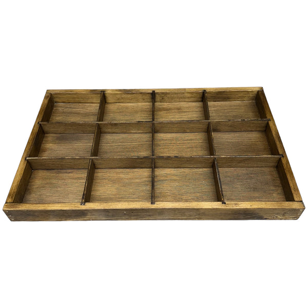 Large Wooden Multiple Compartment Storage Tray