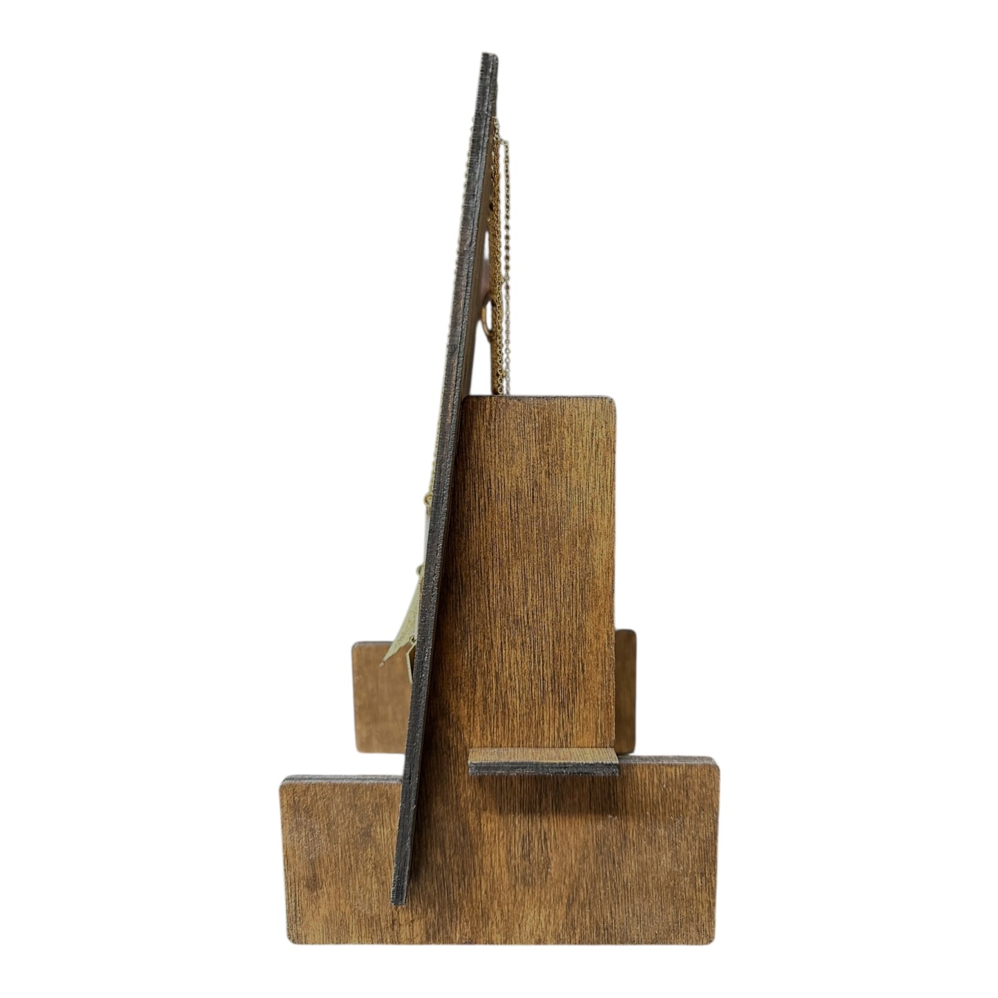 Multi-Groove Plywood Necklace Display With Collapsible Necklace Securing Base