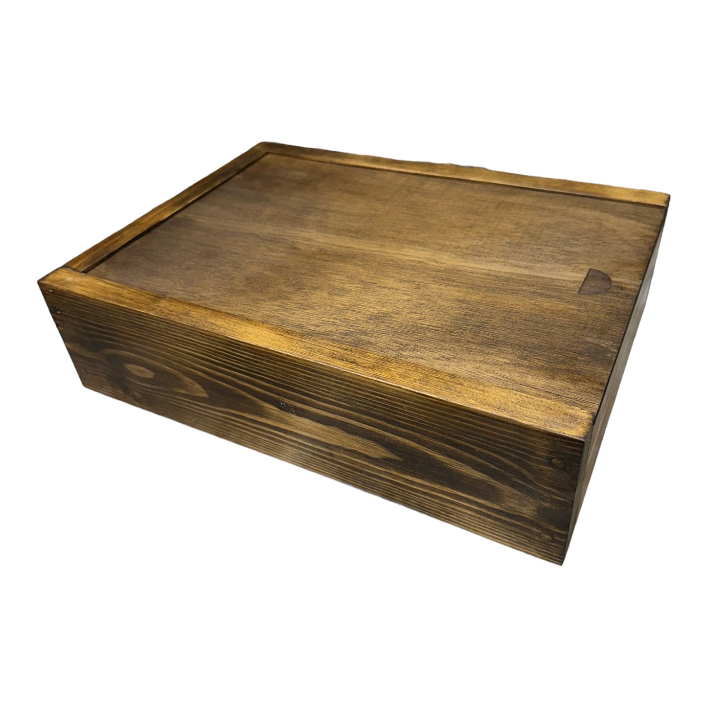 Wooden Multiple Compartment Storage Tray With Sliding Lid