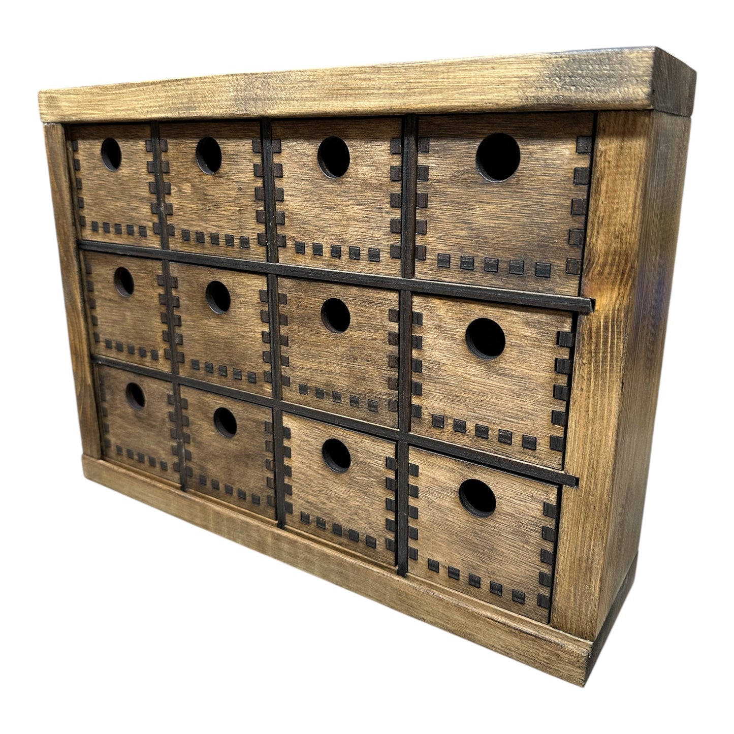 Wooden Multiple Compartment Storage Tray With Sliding Lid