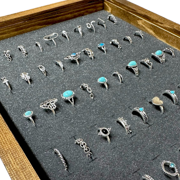 Ring Tray With Foam Insert And Sliding Lid Holds 50 Rings