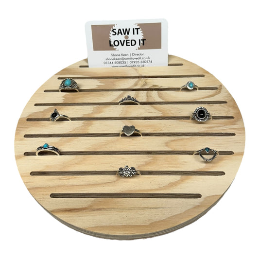 Circular Grooved Wooden Display Rings Card Backed Products Business Cards