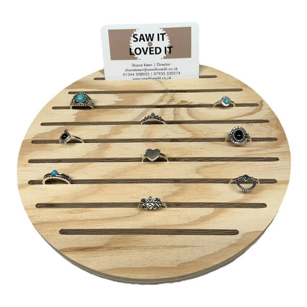 Circular Grooved Wooden Display Rings Card Backed Products Business Cards