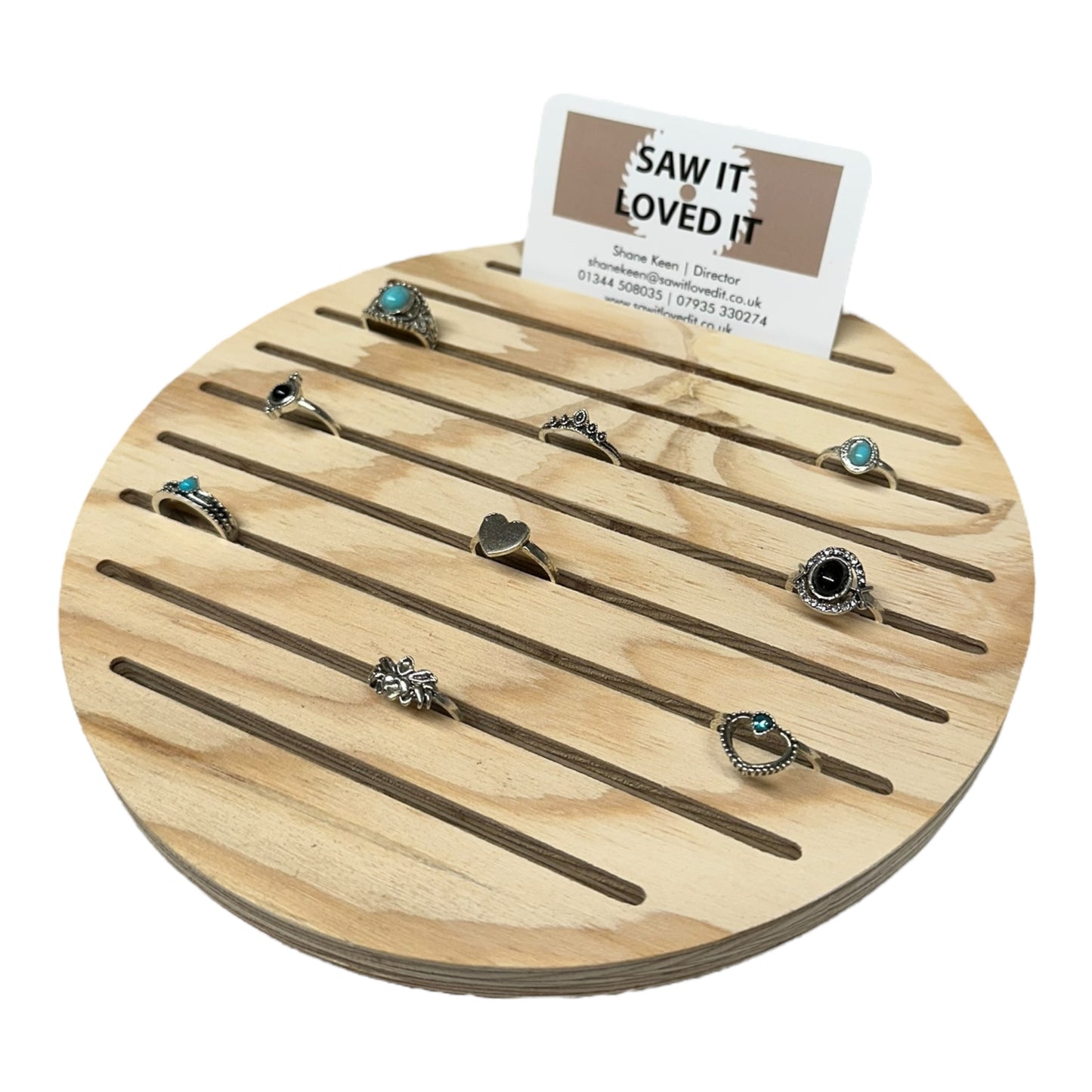 Circular Grooved Wooden Display Rings Card Backed Products Business Cards