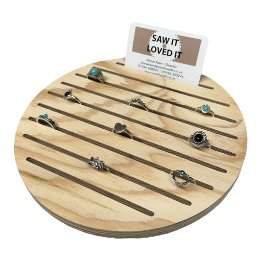 Circular Grooved Wooden Display Rings Card Backed Products Business Cards