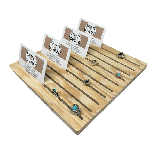 Square Grooved Wooden Display Rings Card Backed Products Business Cards