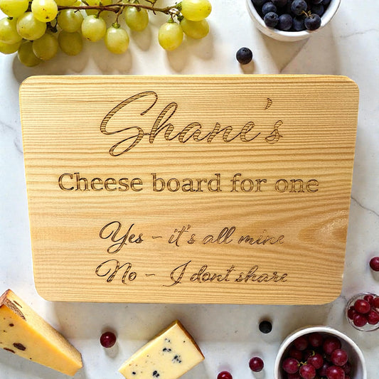 Personalised Cheese Board for One – Custom Engraved Single-Serve Snack Board