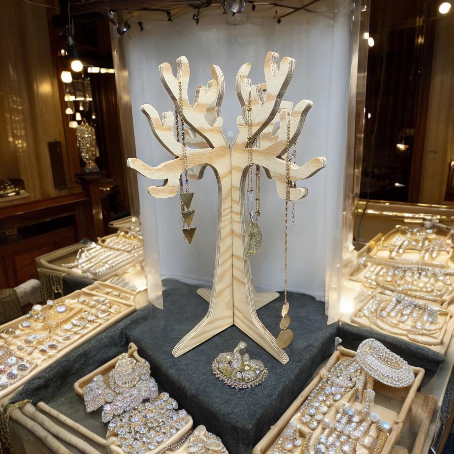Plywood Tree Necklace Stand Jewellery Display
