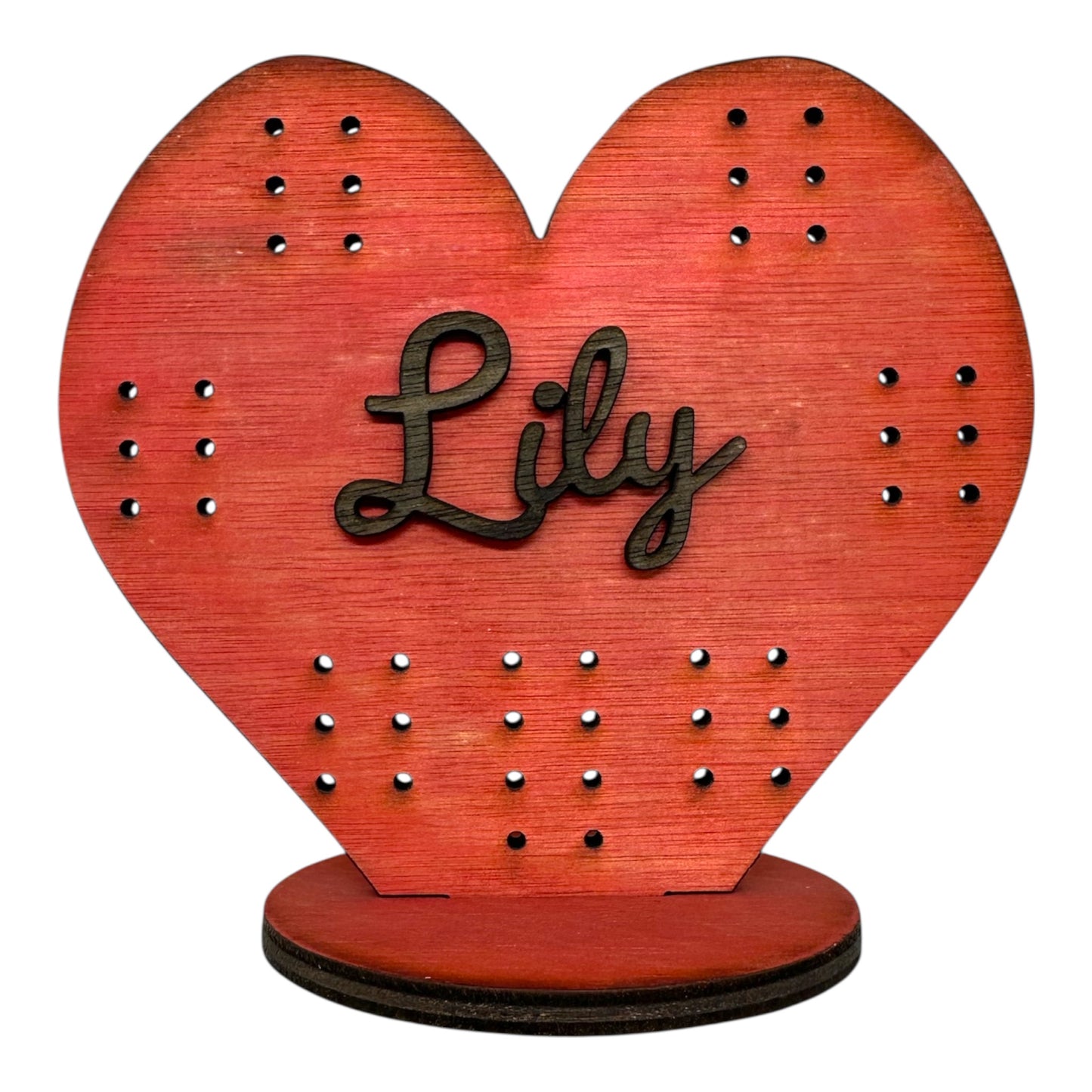 Personalised Wooden Heart Shaped Earring Display