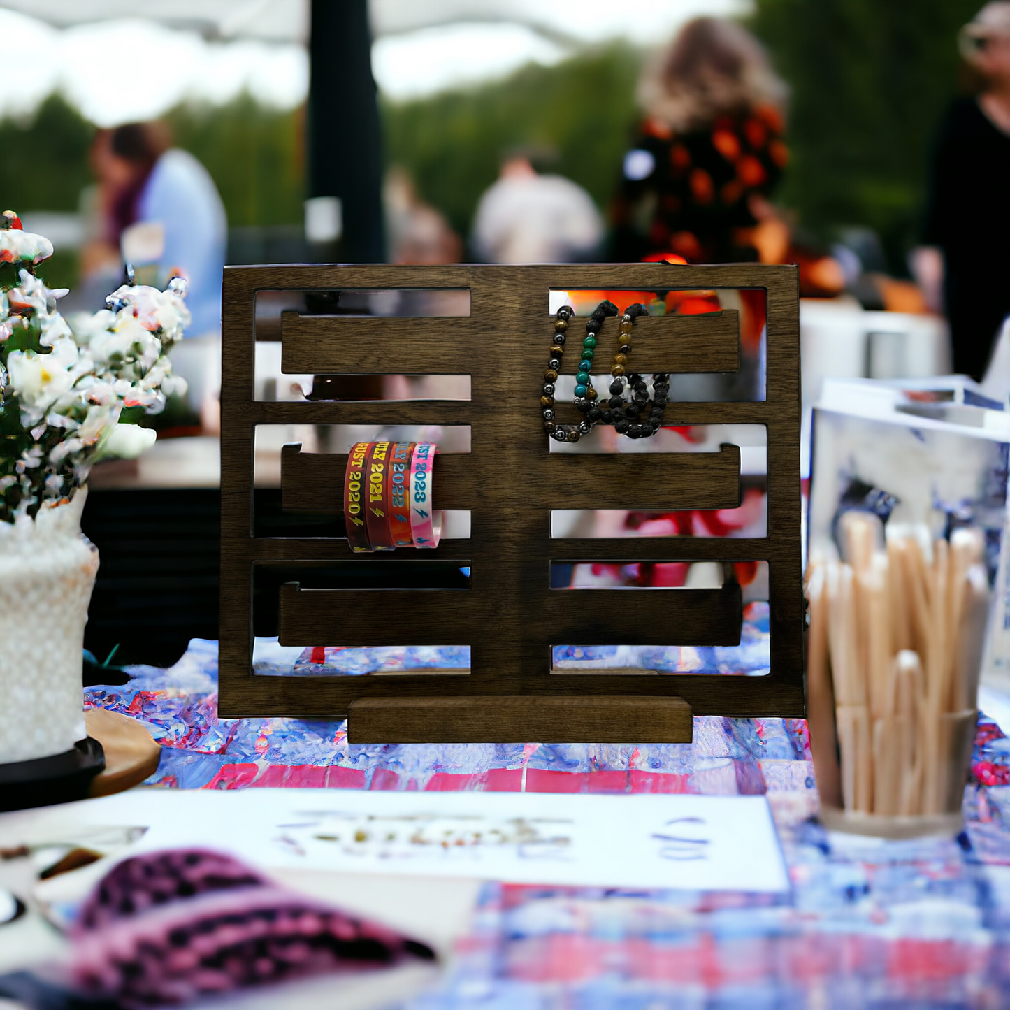 Multi arm plywood bracelet display