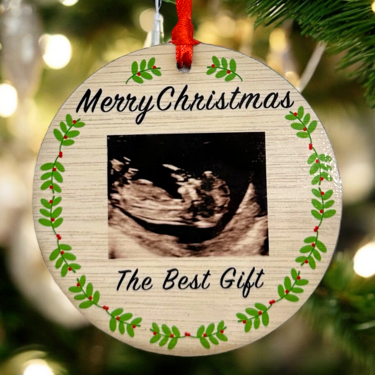 Customisable Christmas Baby Pregnancy Scan Bauble Tree Decoration