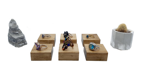 Wooden blocks set of 6 with jewellery on 