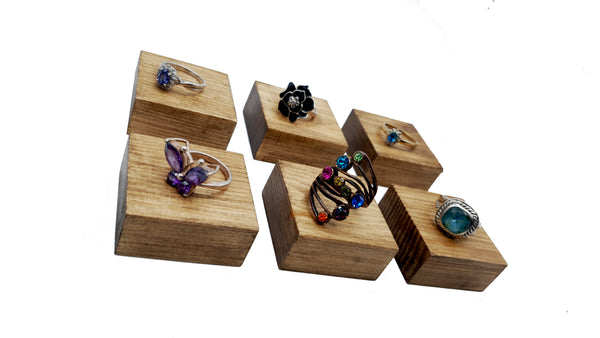 Wooden blocks set of 6 with jewellery on 