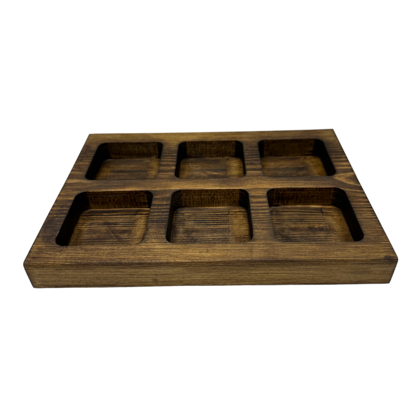 Wooden catch all dish with six square 50mm