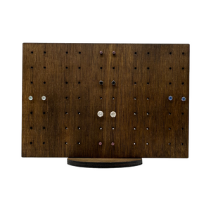Rectangular stud earring holder front view with earrings