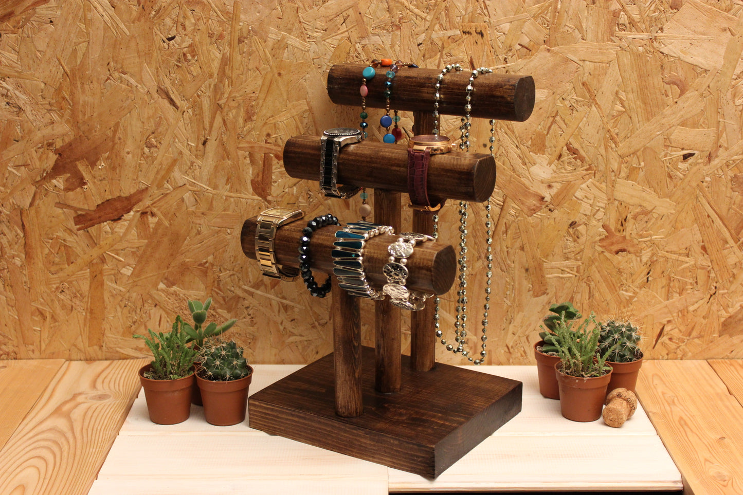 3 tier wooden jewellery display