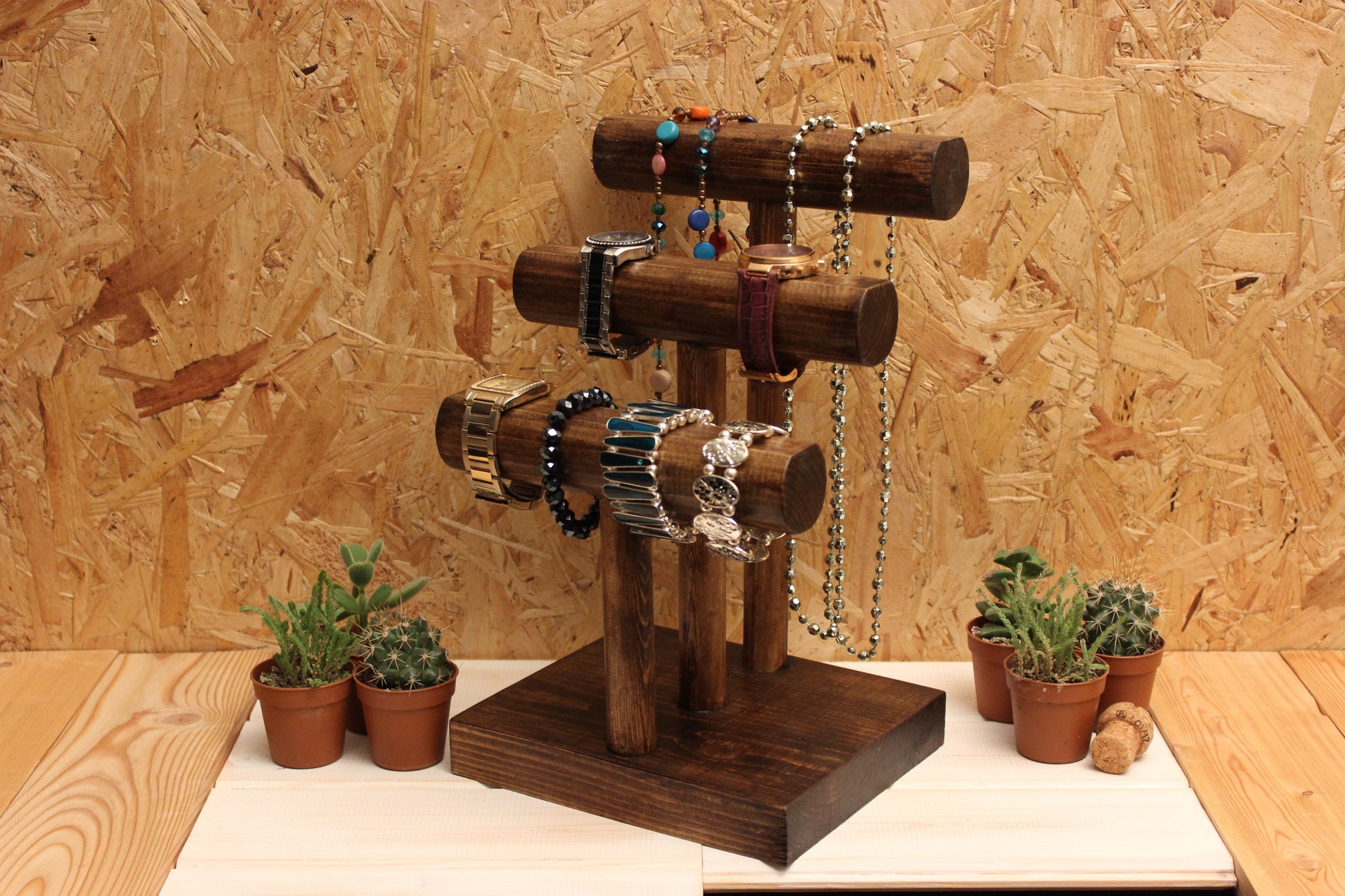 3 tier wooden jewellery display