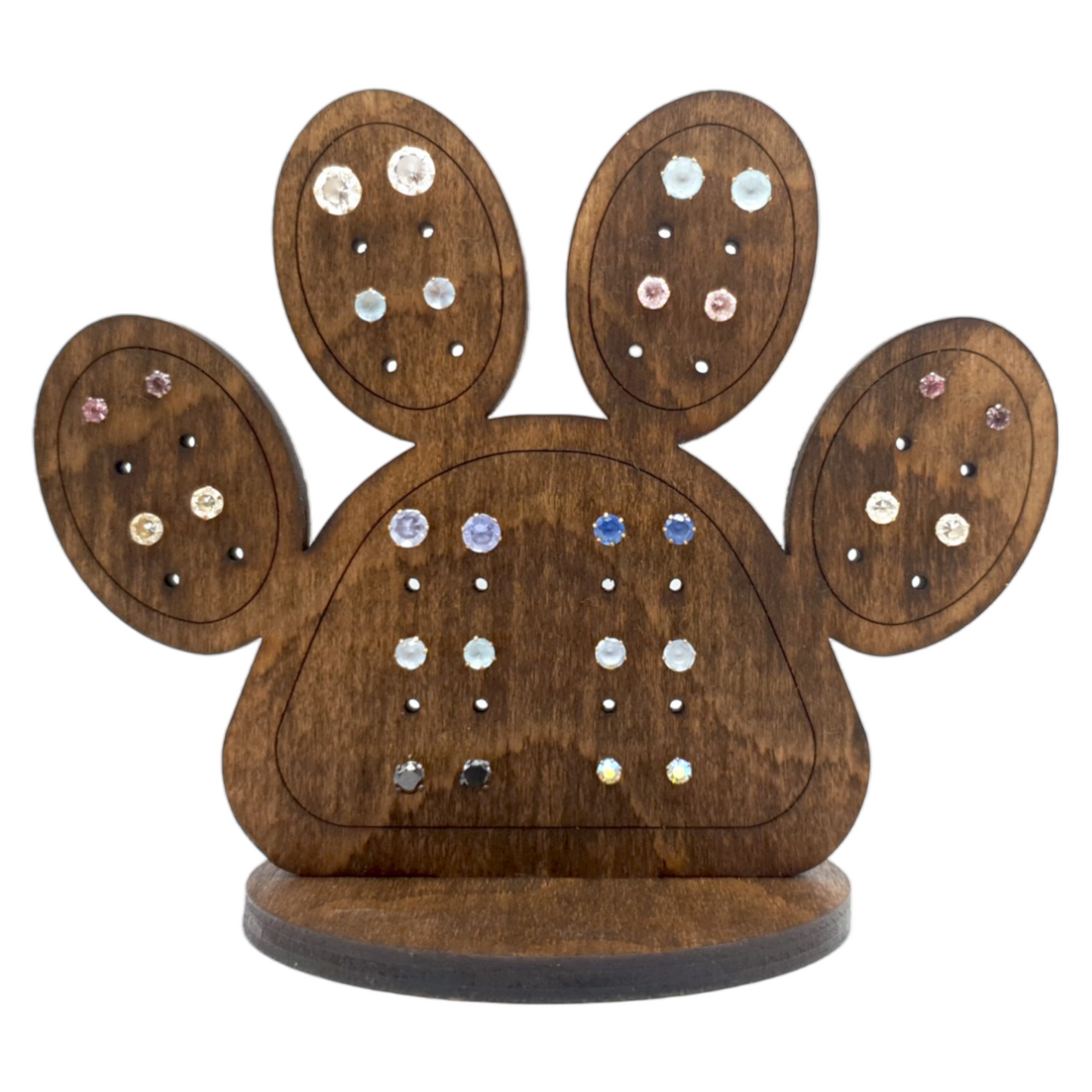 plywood paw shaped earring display