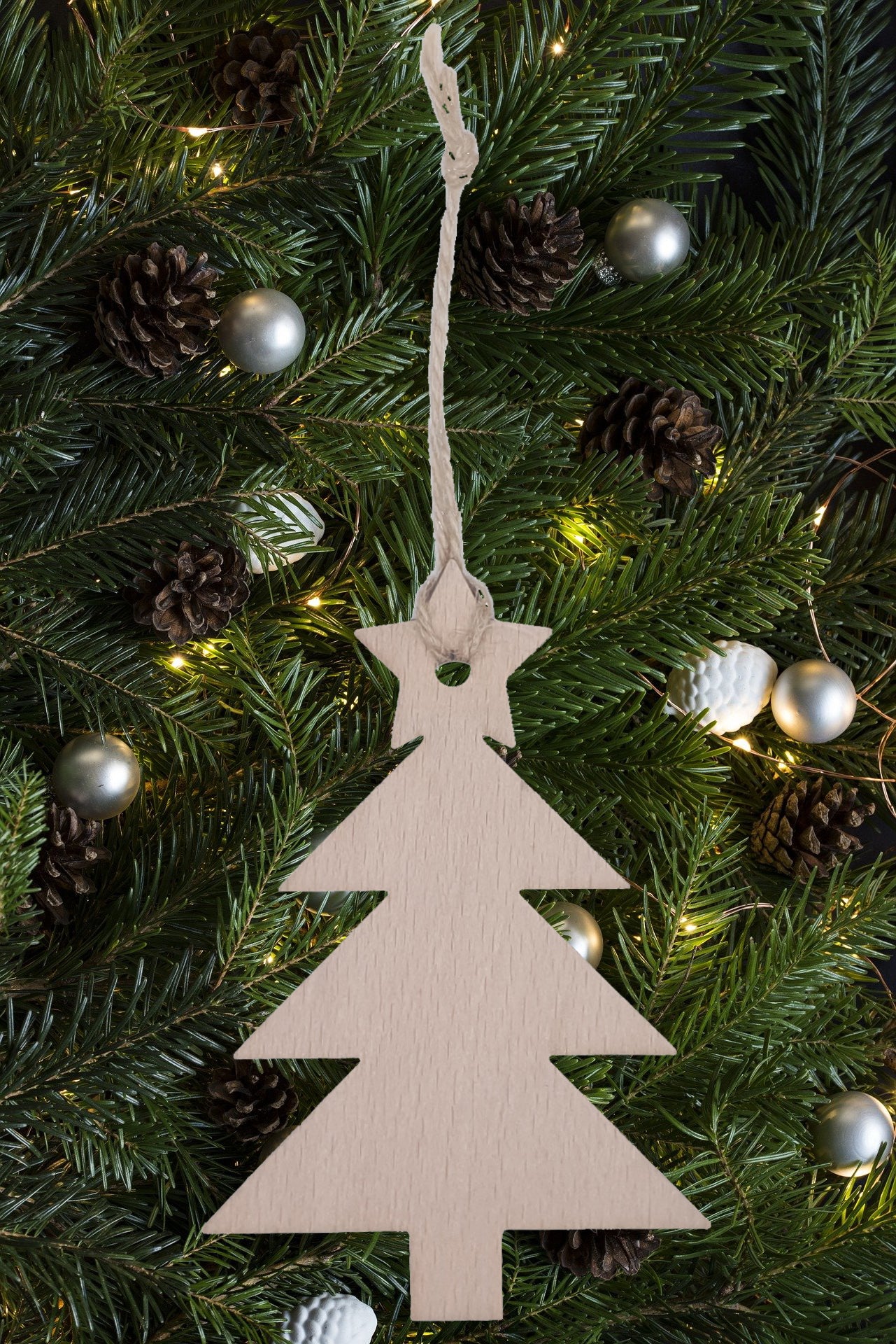 Christmas Tree Plywood Christmas Ornament - Set of 6