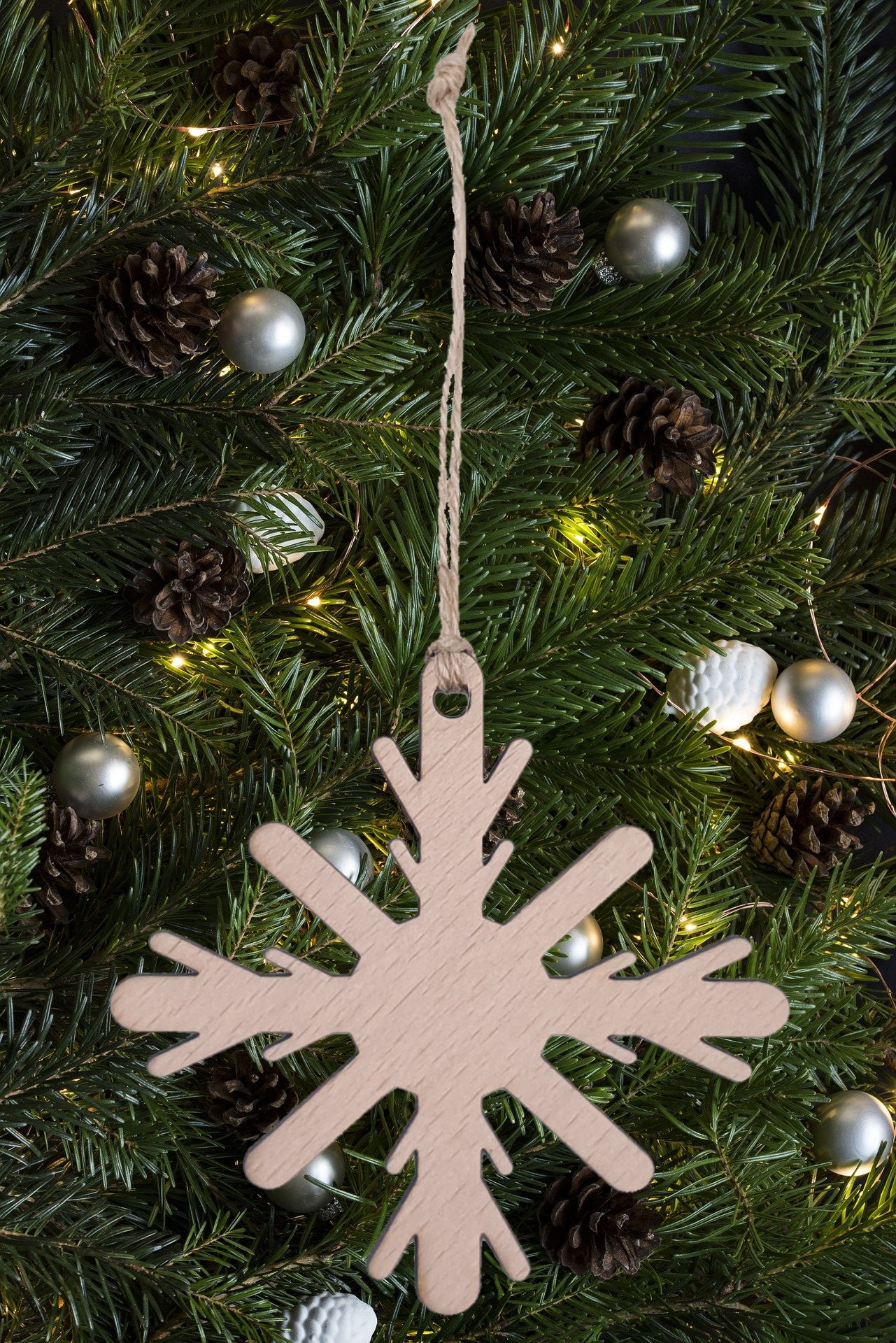 Plywood Snowflake - Christmas Ornament - Set Of 6