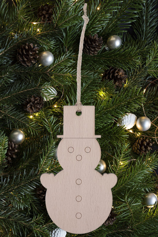 Plywood Snowman - Christmas Ornament - Set Of 6