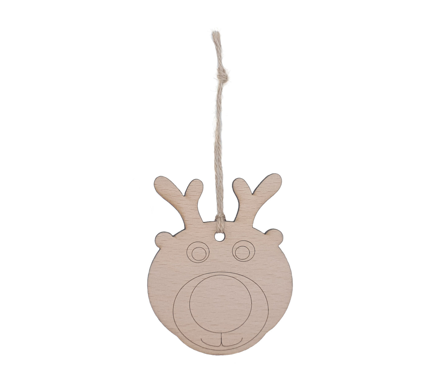 Reindeer Plywood Christmas Ornament - Set of 6